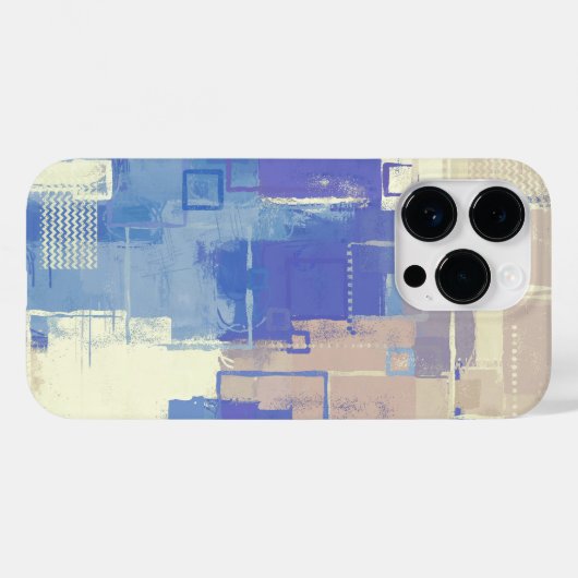 抽象的な青紫色のタウペ アイボリー ミックスメディア Case-Mate iPhoneケース (裏面 (横))