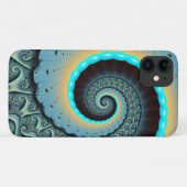 抽象的な青緑とオレンジのフラクタルアートスパイラル Case-Mate iPhoneケース (裏面(横))