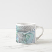 抽象的な青緑の蝶のファンタジーフラクタルアート エスプレッソカップ (右)