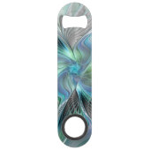 抽象的な青緑の蝶のファンタジーフラクタルアート スピード栓抜き (裏面)