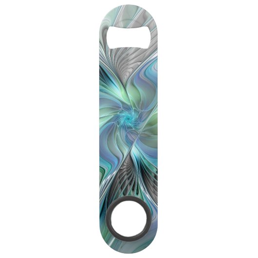 抽象的な青緑の蝶のファンタジーフラクタルアート スピード栓抜き (正面)