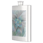 抽象的な青緑の蝶のファンタジーフラクタルアート フラスク (左)