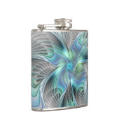 抽象的な青緑の蝶のファンタジーフラクタルアート フラスク (右)
