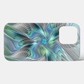 抽象的な青緑の蝶のファンタジーフラクタルアート Case-Mate iPhoneケース (裏面 (横))