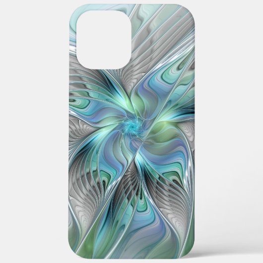 抽象的な青緑の蝶のファンタジーフラクタルアート Case-Mate iPhoneケース (裏面)