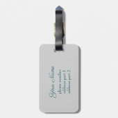 抽象的な青緑の蝶のファンタジーフラクタル名 ラゲッジタグ (裏面縦)