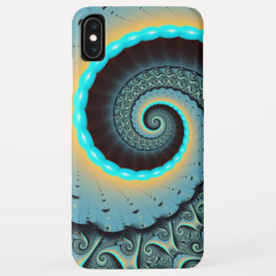 抽象的な青緑色とオレンジのフラクタルアートスパイラル iPhone XS MAXケース