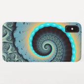 抽象的な青緑色とオレンジのフラクタルアートスパイラル Case-Mate iPhoneケース (裏面(横))