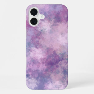 抽象的な青、ライラック、ピンクのアクリル画 iPhone 16 PLUSケース
