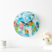 抽象的な青 ラージ壁時計 (ホーム)