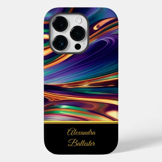 抽象的な青 紫 金 緑エメラルドグリーン 黄色 Case-Mate iPhoneケース (裏面)