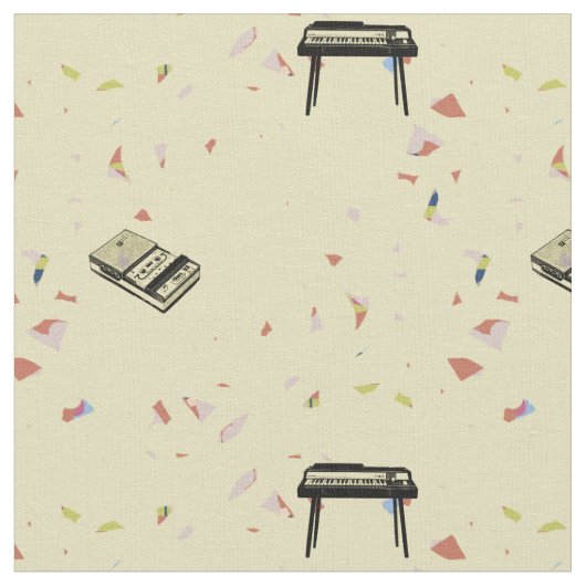 抽象的な音楽ヴィンテージ器官の記録パターン生地 ファブリック (クローズアップ)