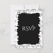 抽象的な音楽　ブラック＆ホワイト　RSVP（出欠返信）　メニュー選択付き 出欠カード (裏面)