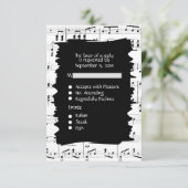 抽象的な音楽　白黒　食事選択付きの出欠確認カード 出欠カード (スタンド正面)