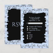 抽象的な音楽 黒と青のRSVP 招待状（メニュー選択付き） 出欠カード (正面/裏面)