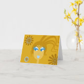 抽象的な顔のブランクNotecard カード (黄色い花)