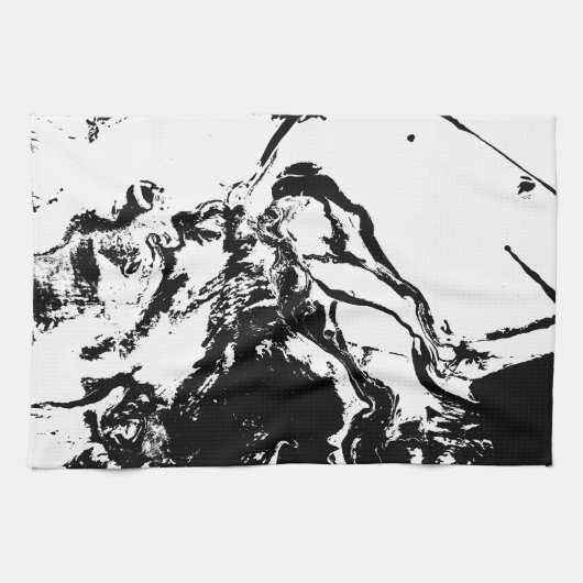 抽象的な顔 偶発的なアート キッチンタオル (横)