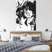 抽象的な顔 偶発的なアート キャンバスプリント (インサイチュ (寝室))