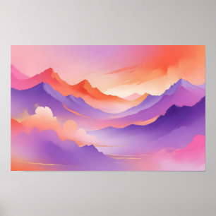 抽象的な風景のパノラマ自然背景アート ポスター