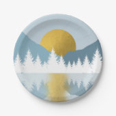 抽象的な風景 ゴールデン ウィンター サンセット サンライズ ペーパープレート (正面)