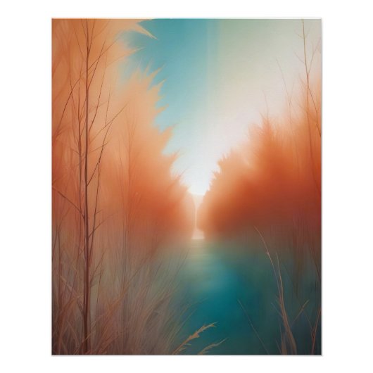 抽象的な風景 森 自然 背景 アート ポスター (正面)