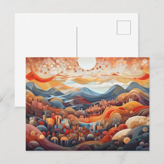 抽象的な風景 谷対山 イラストレーター ポストカード (正面/裏面)