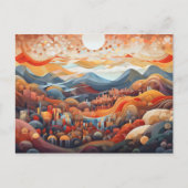 抽象的な風景 谷対山 イラストレーター ポストカード (正面)