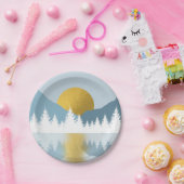 抽象的な風景 - 黄金の冬の夕日と朝日 ペーパープレート (パーティー)