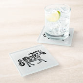 抽象的な馬の木版画 ガラスコースター (アングル)