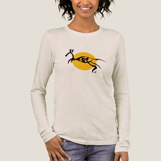 抽象的な馬の生物ブラシ描き トライブレンドTシャツ (正面)