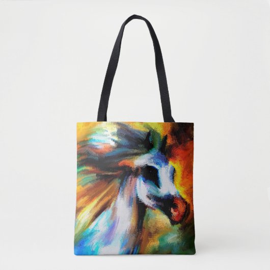 抽象的な馬の芸術のウマ科のな美しい灰色白 トートバッグ (正面)