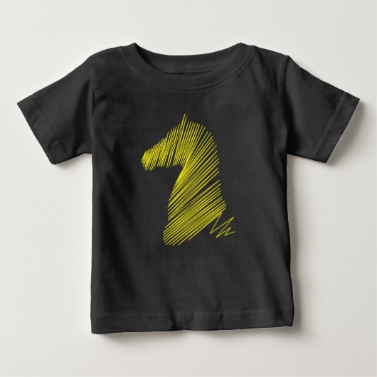 抽象的な馬の頭 - ミニマリストラインアートTシャツ ベビーTシャツ (正面)