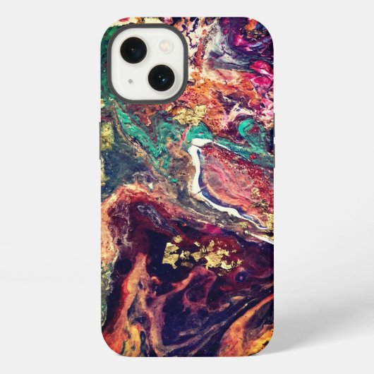 抽象的な魔法の花 ピンク ゴールド iPhoneケース (裏面)