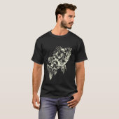 抽象的な魚のイラスト 釣りアート Tシャツ (正面フル)