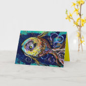 抽象的な魚のグリーティングカード カード (黄色い花)