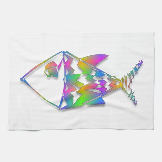 抽象的な魚 キッチンタオル (横)