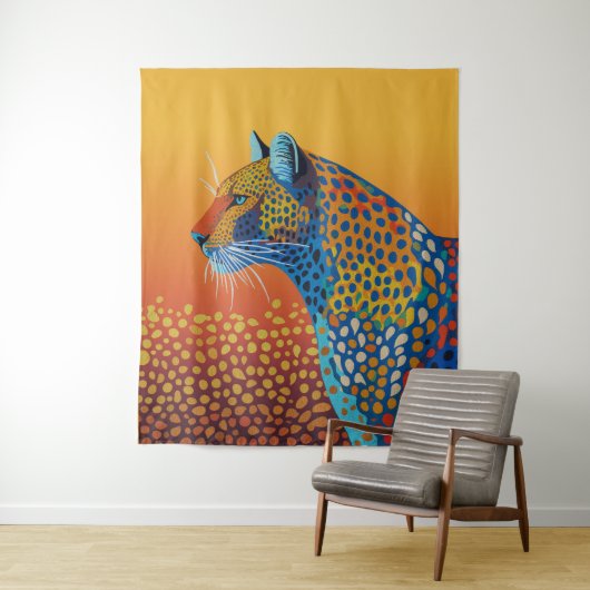抽象的な鮮やかなヒョウのアート タペストリー (インサイチュ)