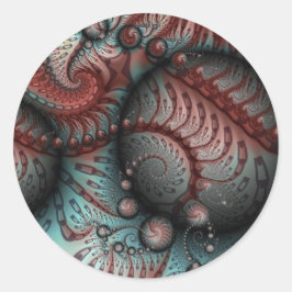 抽象的な鮮やかなファンタジーフラクタルアート ブラウン ブルー ラウンドシール