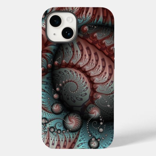 抽象的な鮮やかなファンタジーフラクタルアート ブラウン ブルー Case-Mate iPhoneケース (裏面)