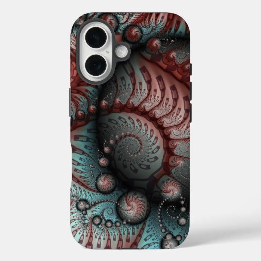 抽象的な鮮やかなファンタジーフラクタルアート ブラウン ブルー Case-Mate iPhoneケース (裏面)