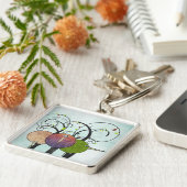 抽象的な鳥および木Keychain キーホルダー (側面)