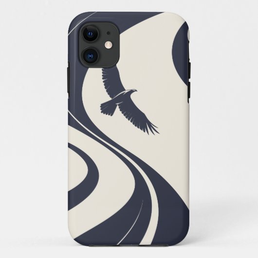 抽象的な鳥のミニマリストネイビーブルーのスマホケース Case-Mate iPhoneケース (裏面)