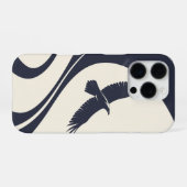 抽象的な鳥のミニマリストネイビーiPhone 16 Pro iPhoneケース (裏面横)