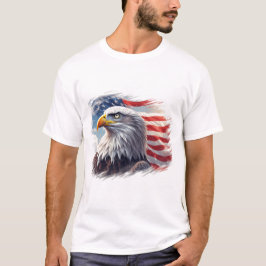 抽象的な鷲と旗 - アーティスティックUSAデザイン Tシャツ