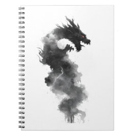 抽象的な黒いインクの煙のドラゴン ファンタジーノート ノートブック