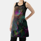 抽象的な黒い液体 アート エメラルドグリーン 紫 エプロン (インサイチュ)