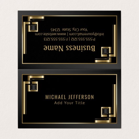 抽象的な黒および金ゴールドのデザイン 名刺 (外部フラット)