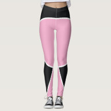 抽象的な黒とピンクの幾何学柄レギンス