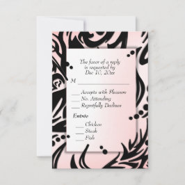 抽象的な黒とピンクの部族的なデザインのメニュー RSVP