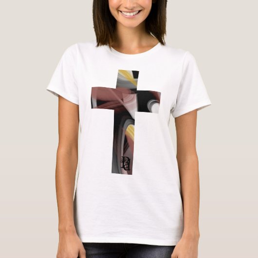 抽象的な黒と白のパウダリーTシャツのトレンド Tシャツ (正面)